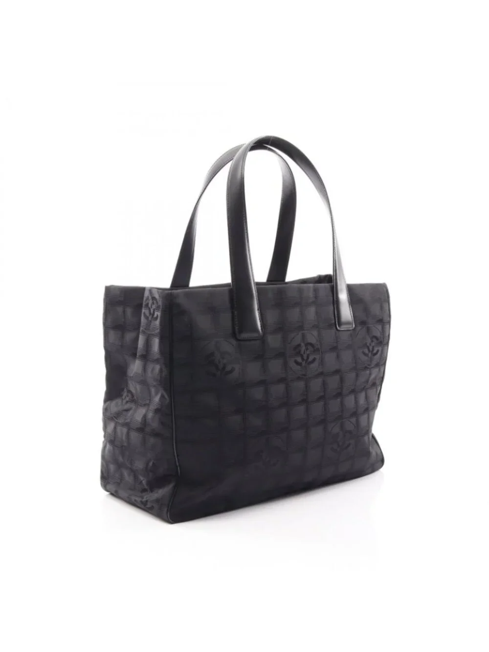 Chanel Tote New Travel Line MM Black Leather MM